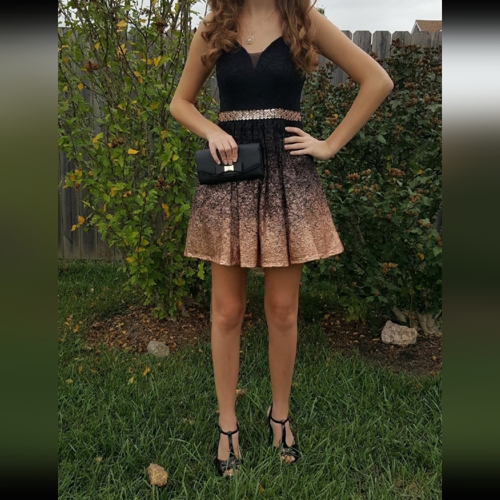 Black and Gold Homecoming / Prom / formal Short Dress